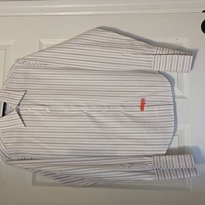 Brooks Brothers White and Purple Striped Dress Shirt French Cuffs